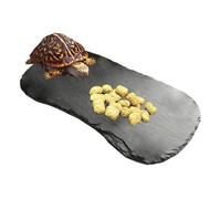 Tfwadmx Plataforma para Tomar Reptiles, 11 x 5.5 Pulgadas, Placa de Roca de Tortuga, Cuenco de alimentación, Plato de alimentación, Pizarra, Tortuga, baño, Plataforma de Descanso para Lagarto, geco