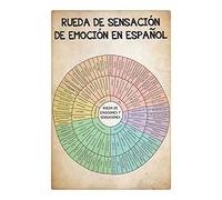 TFZQm Carteles de metal con diseño de rueda de emociones para sala de consejería, terapia española, consejero, hogar, club, decoración de pared, rueda de sensacion de emoción en español, arte de 8 x