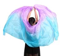 TGDGFKIAS bufandas de bailarines de vientre de seda, Velo de seda for danza del vientre, bufanda, chal, accesorio for actuaciones escénicas, multicolor, varios tamaños(Light Purple Blue,400x114cm)