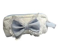 TGDGFKIAS Estuche para lápices de gran capacidad, Estuche de lápices con lazo, 2 unidades, con forma de corazón, for papelería, portátil, con cremallera, gran capacidad, for útiles escolares.(Blu)