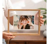 TGDGFKIAS Marco para fotos familiares, Marco de fotos flotante transparente de doble cara for flores prensadas, multicolor, varios tamaños(Original Wood Color,A4 【21 * 29.7cm】)
