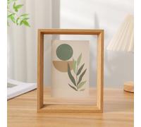 TGDGFKIAS Marco para fotos familiares, Marco flotante de vidrio acrílico de doble cara for múltiples usos, multicolor, varios tamaños.(Original Wood Color,7 inches)