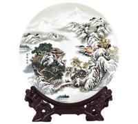 TGDGFKIAS Placa Decorativa cerámica Platos Colgantes, Plato Decorativo de cerámica y Porcelana de Jingdezhen de 26 cm, Pieza de Estudio Decorativa de artefacto, Paisaje