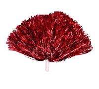 TGDGFKIAS Pompones para animadoras, Pelota de animación con Forma de Flor, Multicolor, con Mango y Doble Agujero, for competición, Baile, Fiesta, Club y Deporte.(Red Handle)