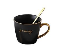 TGDGFKIAS Tazas de café grandes de cerámica, Juego de taza y platillo for té café con cuchara en caja regalo multicolor(Navy Blue)