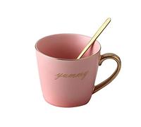 TGDGFKIAS Tazas de café grandes de cerámica, Juego de taza y platillo for té café con cuchara en caja regalo multicolor(Champagne)