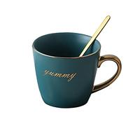 TGDGFKIAS Tazas de café grandes de cerámica, Juego de taza y platillo for té café con cuchara en caja regalo multicolor(Pinkish Grey)