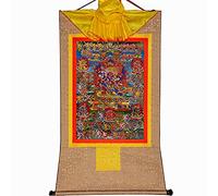 TGDGFKIAS Thangka para Colgar en la Pared, Tapiz Thangka Budista con 58 deidades iracundas, Bardo Thodol, Multicolor, Varios tamaños(Beige,Large(85cm*63cm))