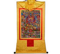 TGDGFKIAS Thangka para Colgar en la Pared, Tapiz Thangka Budista con 58 deidades iracundas, Bardo Thodol, Multicolor, Varios tamaños(Giallo,XL(120cm*82cm))