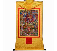 TGDGFKIAS Thangka para Colgar en la Pared, Tapiz Thangka Budista con 58 deidades iracundas, Bardo Thodol, Multicolor, Varios tamaños(Giallo,Large(85cm*63cm))
