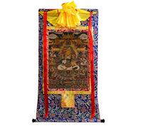 TGDGFKIAS Thangka para Colgar en la Pared, Tapiz Thangka de Vaishravana, Brocado, impresión Digital giclée, Enmarcado, Multicolor(Frame Color 3)