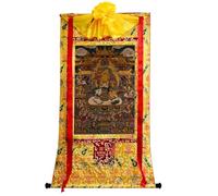 TGDGFKIAS Thangka para Colgar en la Pared, Tapiz Thangka de Vaishravana, Brocado, impresión Digital giclée, Enmarcado, Multicolor(Frame Color 2)