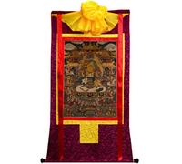 TGDGFKIAS Thangka para Colgar en la Pared, Tapiz Thangka de Vaishravana, Brocado, impresión Digital giclée, Enmarcado, Multicolor(Frame Color 4)