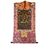 TGDGFKIAS Thangka para Colgar en la Pared, Tapiz Thangka de Vaishravana, Brocado, impresión Digital giclée, Enmarcado, Multicolor(Frame Color 1)