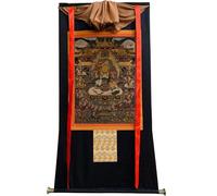 TGDGFKIAS Thangka para Colgar en la Pared, Tapiz Thangka de Vaishravana, Brocado, impresión Digital giclée, Enmarcado, Multicolor(Frame Color 7)