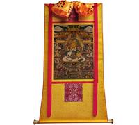 TGDGFKIAS Thangka para Colgar en la Pared, Tapiz Thangka de Vaishravana, Brocado, impresión Digital giclée, Enmarcado, Multicolor(Frame Color 5)