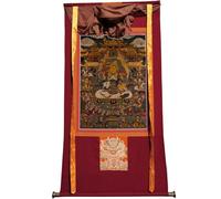 TGDGFKIAS Thangka para Colgar en la Pared, Tapiz Thangka de Vaishravana, Brocado, impresión Digital giclée, Enmarcado, Multicolor(Frame Color 6)