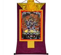 TGDGFKIAS Thangka para Colgar en la Pared, Tapiz Tibetano Thangka de Brocado for Colgar en la Pared, Mahakala de 6 Brazos, Multicolor, Varios tamaños(Purple,Large(85cm*63cm))