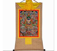 TGDGFKIAS Thangka para Colgar en la Pared, Thangka Brocado Tapiz de Pared 42 Deidades Silenciosas Bardo Thodol Multicolor Varios Tamaños(Beige,Small(35cm*27cm))