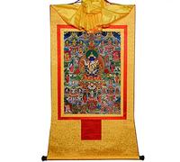 TGDGFKIAS Thangka para Colgar en la Pared, Thangka Brocado Tapiz de Pared 42 Deidades Silenciosas Bardo Thodol Multicolor Varios Tamaños(Giallo,XL(120cm*82cm))