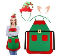 TGFIX 3Pcs Delantal de Galletas de Navidad, Delantal de Elfo, Cinta de Pelo de Elfo