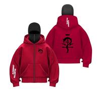 TGFQINAM Sudadera con Capucha Y Pasamontañas Suave Hombre para F.u.ll.me.t.al Al.ch.e.mi.st Ropa De Calle Cremallera Gráficas Prueba Viento Chaqueta Retazos-HongS||x_l