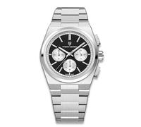 TGIS Pagani Design PD-1761 - Reloj para hombre, pulsera de acero inoxidable, resistente al agua hasta 100 m, esfera luminosa, cronógrafo, antirreflectante y revestimiento AF, negro, Clásico