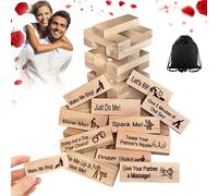 TGKYK Juego Torre de Madera Adultos, 48 Piezas Lust Tower Blocks, Torre del Amor Juego con Preguntas y Retos de Verdad o Reto, Juego de Torre de Bloques para San Valentín Adultos, Inglés
