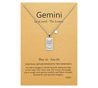 TGOLM Collar con colgante de signo del zodiaco chapado en oro de 14 quilates con tarjeta de tarot, regalo de cumpleaños para mujeres, Acero inoxidable, No es una piedra preciosa