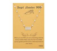TGOLM Collar con números de ángel, de acero inoxidable chapado en oro de 18 quilates, cadena de gargantilla de perlas sintéticas, regalo para mujeres y niñas, 40,6 cm, acero inoxidable, sin piedras