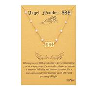 TGOLM Collar con números de ángel, de acero inoxidable chapado en oro de 18 quilates, gargantilla de perlas sintéticas, accesorios estéticos, joyería para mujer, 40,6 cm, acero inoxidable, sin piedras