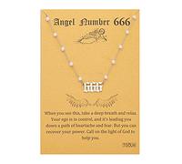 TGOLM Gargantilla de acero inoxidable chapado en oro de 18 quilates con números de ángel y perlas sintéticas, regalo para mujeres y niñas de 16 pies, Acero inoxidable, No es una piedra preciosa