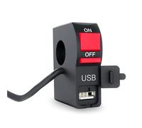 TGPGZHZFNA Interruptor de botón encendido y apagado for manillar motocicleta scooter 12 V 7/8″ for cargador USB for coche, interruptor control faros universal Interruptor de control de motocicleta