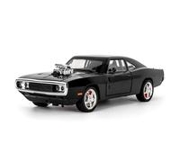 TGRCM-CZ 1/24 Dodge Charger modelo de coche, aleación de zinc Retirar vehículos modelo coche con sonido y luz para coleccionistas y niños 3 años de edad regalo de cumpleaños (negro)