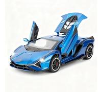TGRCM-CZ 1/32 Escala Lamborghini SIÁN FKP37 Modelo de Coche Juguete, Sonido y Luz Coche de Arrastre con Retorno de Zinc Aleación Fundido Juguete para Niños Niños Niñas Regalo (Azul)