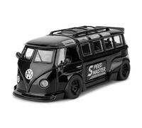 TGRCM-CZ 1/32 Volkswagen Bus Transporter Modelo Coche con tablas de surf Convertible Camping Van Zinc Aleación de Zinc Pull Back Toy Coche con Sonido y Luz para Niños Niños Niñas Regalo (Negro)