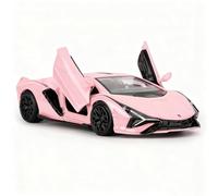 TGRCM-CZ 1/36 escala Lamborghini Sián FKP37 modelo de coche de fundición, aleación de zinc Tire hacia atrás vehículos de juguete para niños pequeños niños niños niñas regalo (rosa)