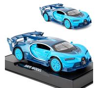 TGRCM-CZ Bugatti Vision GT Supercar 1/32 aleación de zinc fundido a presión, modelo de coche, juguete de sonido y luz para regalo de niño y niña (azul)