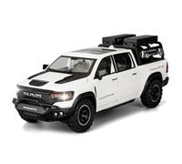 TGRCM-CZ Dodge Ram Mammoth Pick-Up Truck Modelo Coche Coche de Aleación de Zinc Pull Back Coche de Juguete con Sonido y Luz para Niños Niños Niñas Regalo (Blanco)