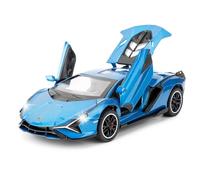 TGRCM-CZ Escala 1/32 compatible con Lamborghini SI á n FKP37 modelo de coche, juguete de fundición de aleación de zinc para niños, niños, niñas, regalo (azul)