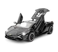 TGRCM-CZ Escala 1/32 compatible con Lamborghini SI á n FKP37 modelo de coche, juguete de fundición de aleación de zinc para niños y niñas regalo (negro)