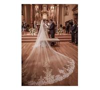 TGRTY Bridal Veil 4 Metros Una Capa de Tul Largo Velo de Novia de Encaje Marfil Blanco del 4 Velo de Novia M con Peine 400cm Precioso Tul de Novia (Color : Ivory, Item Length : 400cm)