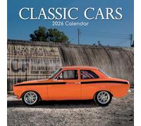 TGSC - Calendario 2026 de coches clásicos de 16 meses (septiembre de 2025 a diciembre de 2026), calendario familiar cuadrado de pared 2026 Reino Unido, planificador con rejilla grande para