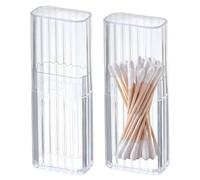 Tgsedr 2 recipientes para bastoncillos de algodón para viajes, dispensador de bastoncillos de algodón, dispensador de palillos de dientes pequeños, caja de almacenamiento para bastoncillos de algodón