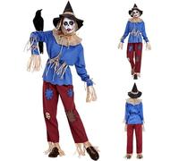 TGUVGRHH Disfraz de espantapájaros para mujer con sombrero de espantapájaros, kit de paja con pantalones de bolsillo de parche, accesorios de espantapájaros para baile de maquillaje, carnaval