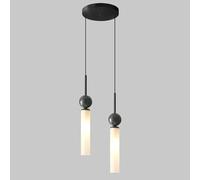 TGVFRIOO Lámpara colgante cilíndrica de acrílico para mesita de noche, minimalista, decorativa, de mármol negro, moderna, estilo G9, ideal para balcones y mesas de comedor.