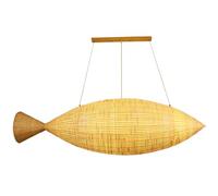 TGVFRIOO Lámpara colgante creativa de bambú con forma de pez, estilo sudeste asiático, ideal para isla de cocina o salón. Lámpara decorativa de bambú hecha a mano, perfecta para comedor o habitación