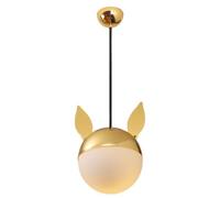 TGVFRIOO Lámpara colgante creativa de dibujos animados para restaurante, de cristal circular dorado, estilo múltiple, E14, de un solo cabezal, luz cálida, ideal para cafeterías y teterías.