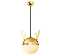 TGVFRIOO Lámpara colgante creativa de dibujos animados para restaurante, de cristal circular dorado, estilo múltiple, E14, de un solo cabezal, luz cálida, ideal para cafeterías y teterías.