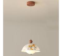 TGVFRIOO Lámpara colgante de dormitorio de estilo chino, de 23 cm, de tela bicolor, con esfera de madera maciza, decorativa, ideal para estudio y salón de té.